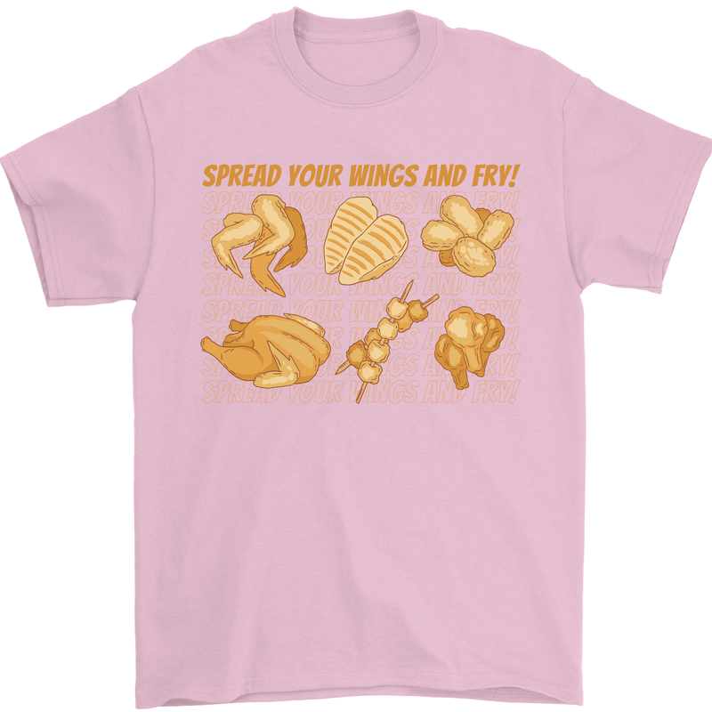 Spread Your Wings & Fry Funny Chicken BBQ Mens T-Shirt 100% Cotton Light Pink