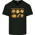 Spread Your Wings & Fry Funny Chicken BBQ Mens V-Neck Cotton T-Shirt Black