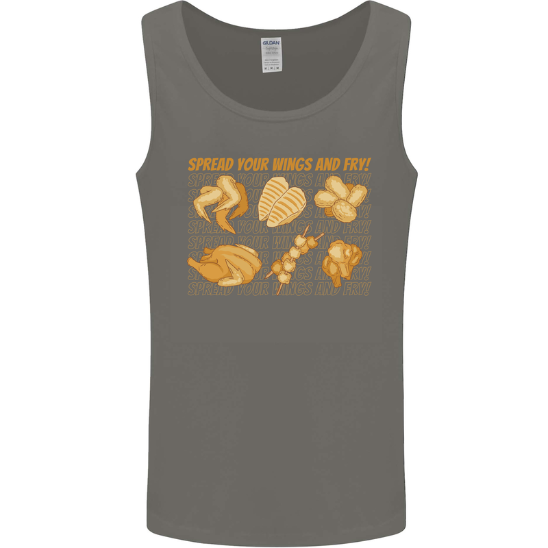 Spread Your Wings & Fry Funny Chicken BBQ Mens Vest Tank Top Charcoal