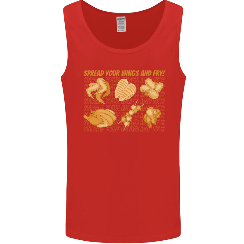 Spread Your Wings & Fry Funny Chicken BBQ Mens Vest Tank Top Red