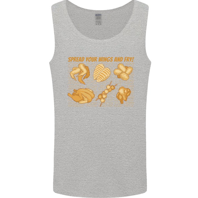 Spread Your Wings & Fry Funny Chicken BBQ Mens Vest Tank Top Sports Grey