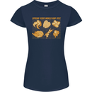 Spread Your Wings & Fry Funny Chicken BBQ Womens Petite Cut T-Shirt Navy Blue
