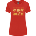 Spread Your Wings & Fry Funny Chicken BBQ Womens Wider Cut T-Shirt Red