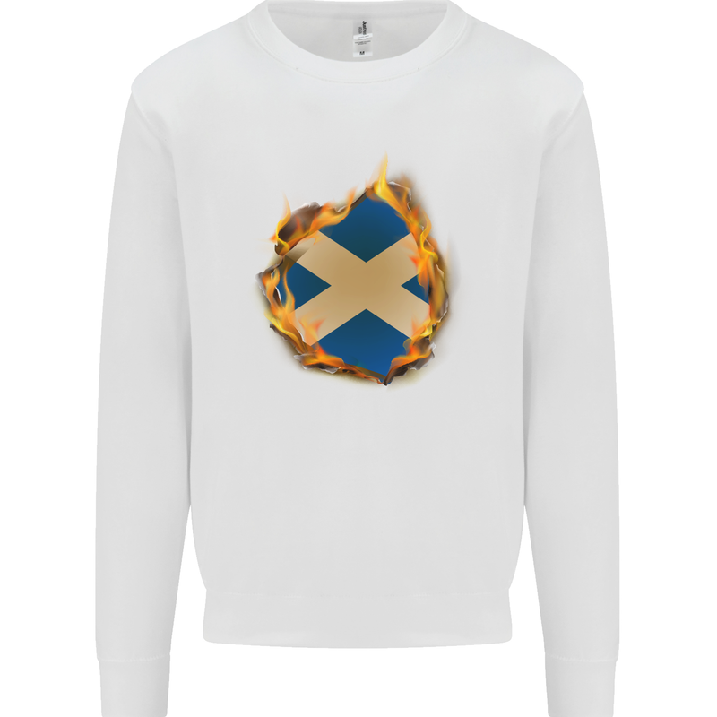St. Andrew's Cross Scottish Flag Scotland Kids Sweatshirt Jumper White
