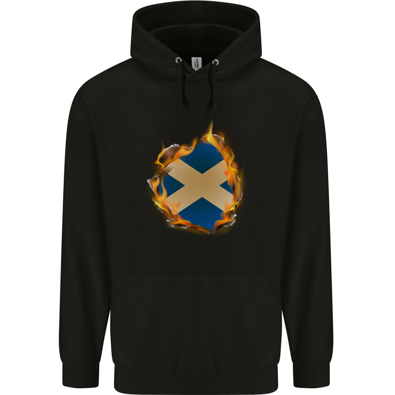 St. Andrew's Cross Scottish Flag Scotland Mens 80% Cotton Hoodie Black
