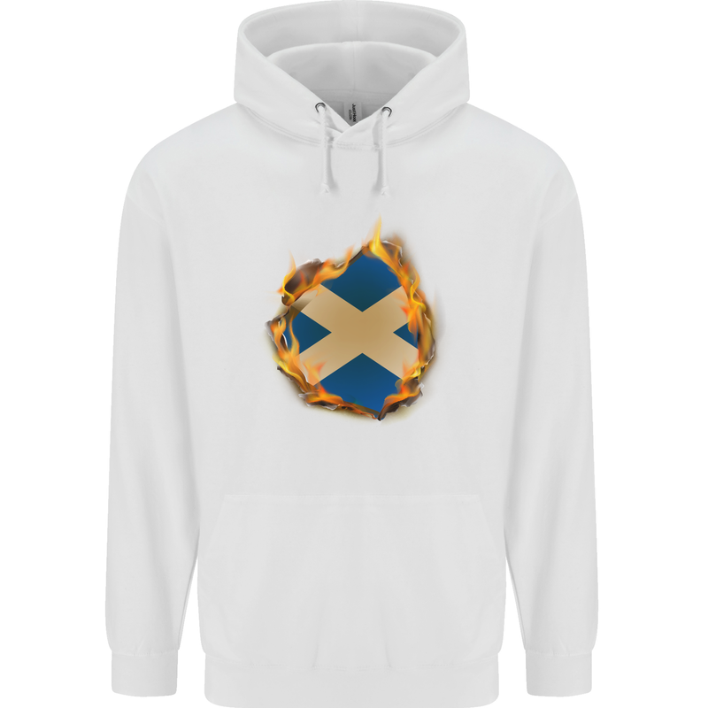 St. Andrew's Cross Scottish Flag Scotland Mens 80% Cotton Hoodie White