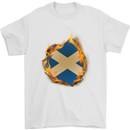St. Andrew's Cross Scottish Flag Scotland Mens T-Shirt Cotton Gildan White