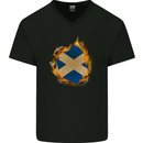 St. Andrew's Cross Scottish Flag Scotland Mens V-Neck Cotton T-Shirt Black