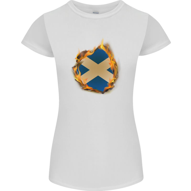 St. Andrew's Cross Scottish Flag Scotland Womens Petite Cut T-Shirt White