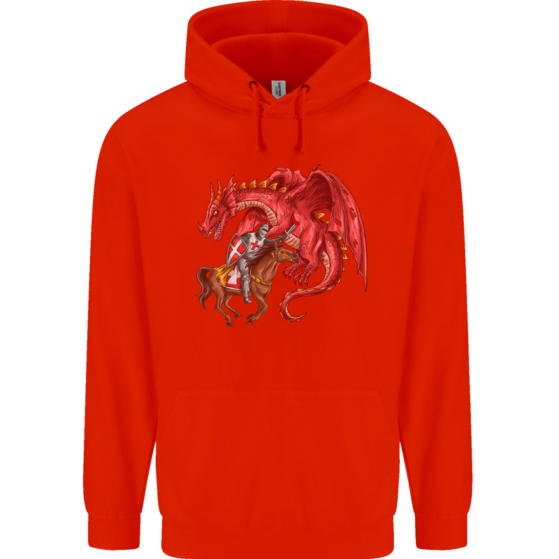 St. George Killing a Dragon Childrens Kids Hoodie Bright Red