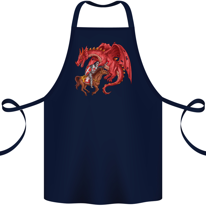 St. George Killing a Dragon Cotton Apron 100% Organic Navy Blue