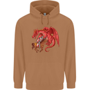 St. George Killing a Dragon Mens 80% Cotton Hoodie Caramel Latte