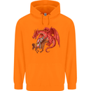 St. George Killing a Dragon Mens 80% Cotton Hoodie Orange
