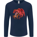 St. George Killing a Dragon Mens Long Sleeve T-Shirt Navy Blue