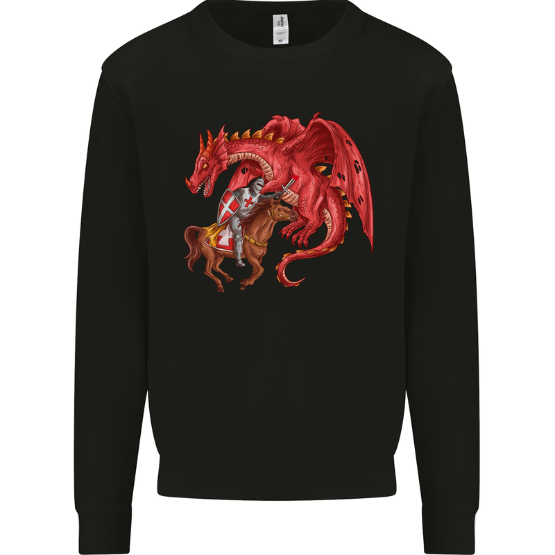 St. George Killing a Dragon Mens Sweatshirt Jumper Black