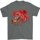 St. George Killing a Dragon Mens T-Shirt Cotton Gildan Charcoal