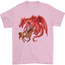 St. George Killing a Dragon Mens T-Shirt Cotton Gildan Light Pink