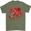 St. George Killing a Dragon Mens T-Shirt Cotton Gildan Military Green