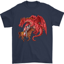 St. George Killing a Dragon Mens T-Shirt Cotton Gildan Navy Blue