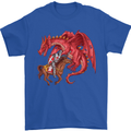 St. George Killing a Dragon Mens T-Shirt Cotton Gildan Royal Blue