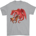 St. George Killing a Dragon Mens T-Shirt Cotton Gildan Sports Grey