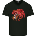 St. George Killing a Dragon Mens V-Neck Cotton T-Shirt Black