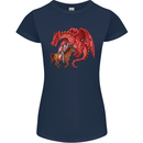 St. George Killing a Dragon Womens Petite Cut T-Shirt Navy Blue