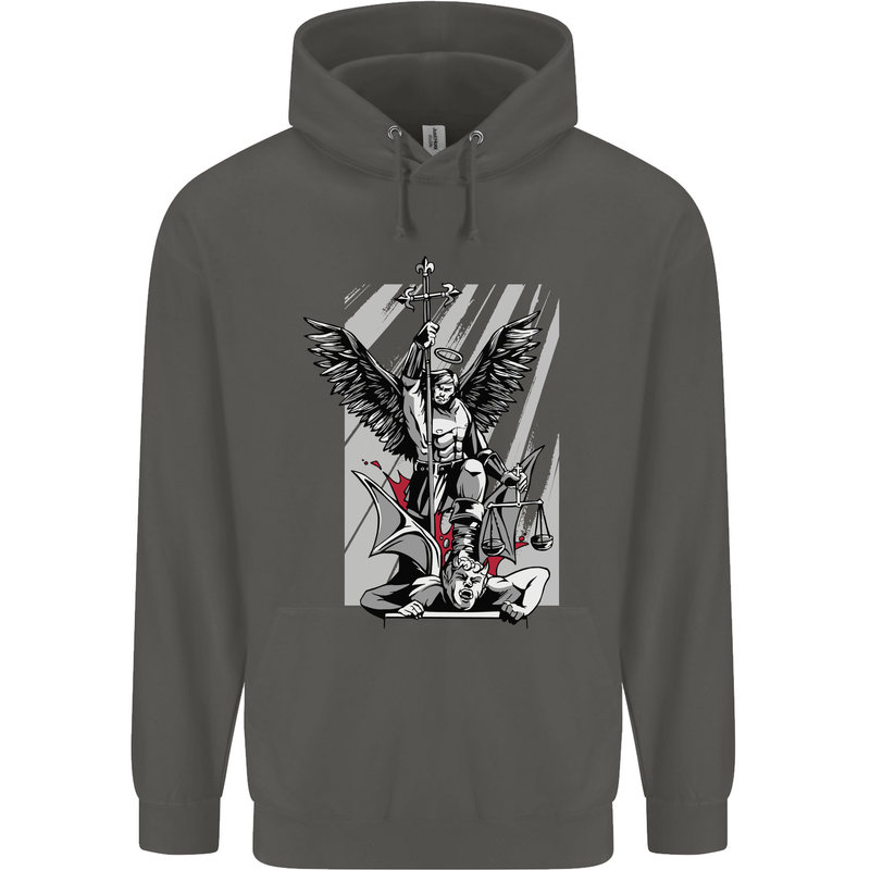 St. Michael Killing the Devil Christian God Childrens Kids Hoodie Storm Grey