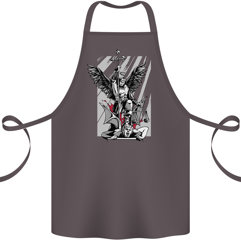 St. Michael Killing the Devil Christian God Cotton Apron 100% Organic Dark Grey