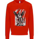 St. Michael Killing the Devil Christian God Kids Sweatshirt Jumper Bright Red