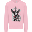 St. Michael Killing the Devil Christian God Kids Sweatshirt Jumper Light Pink