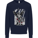 St. Michael Killing the Devil Christian God Kids Sweatshirt Jumper Navy Blue