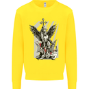 St. Michael Killing the Devil Christian God Kids Sweatshirt Jumper Yellow