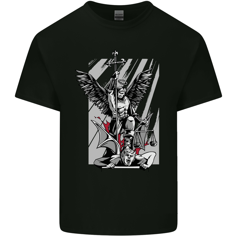 St. Michael Killing the Devil Christian God Kids T-Shirt Childrens Black