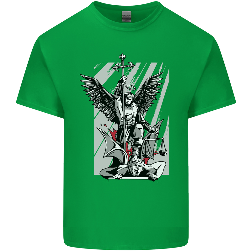 St. Michael Killing the Devil Christian God Kids T-Shirt Childrens Irish Green