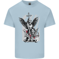 St. Michael Killing the Devil Christian God Kids T-Shirt Childrens Light Blue