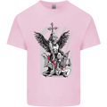 St. Michael Killing the Devil Christian God Kids T-Shirt Childrens Light Pink