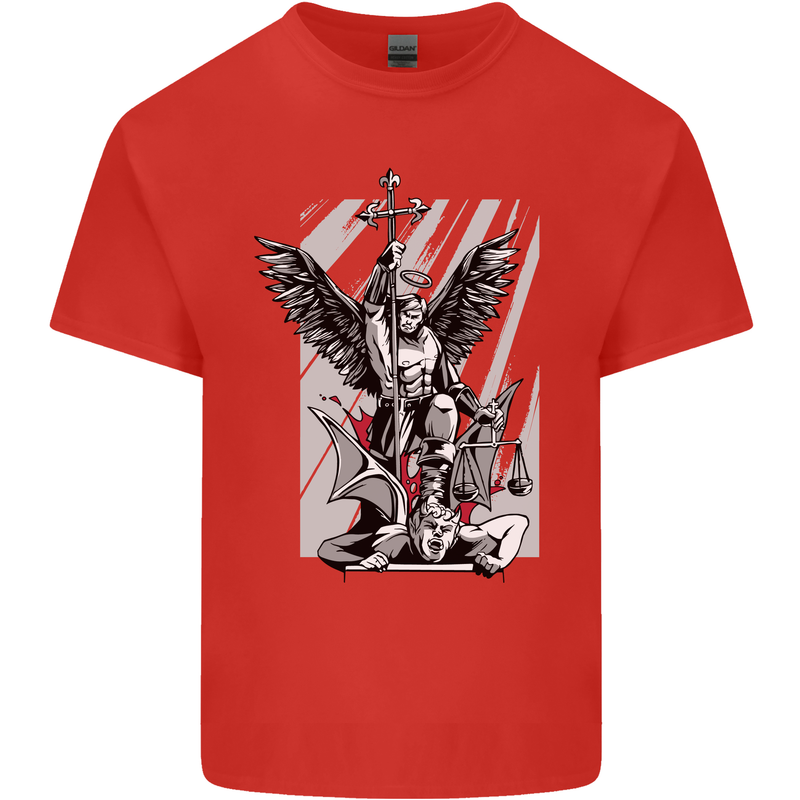 St. Michael Killing the Devil Christian God Kids T-Shirt Childrens Red