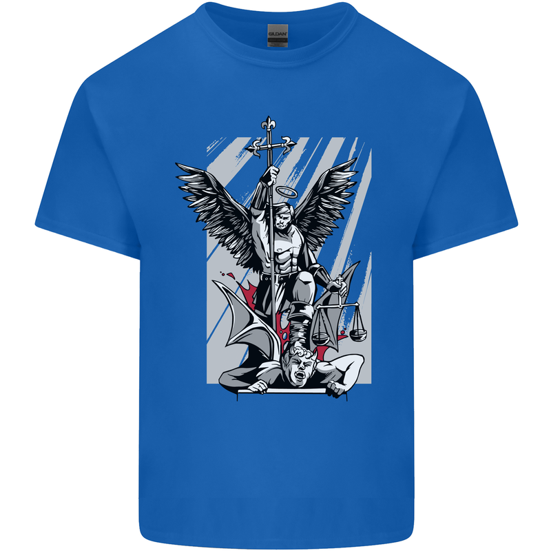 St. Michael Killing the Devil Christian God Kids T-Shirt Childrens Royal Blue