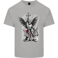 St. Michael Killing the Devil Christian God Kids T-Shirt Childrens Sports Grey