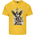 St. Michael Killing the Devil Christian God Kids T-Shirt Childrens Yellow