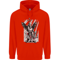 St. Michael Killing the Devil Christian God Mens 80% Cotton Hoodie Bright Red