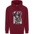 St. Michael Killing the Devil Christian God Mens 80% Cotton Hoodie Maroon
