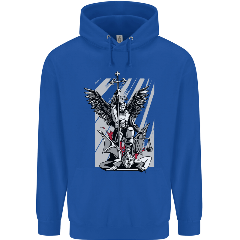St. Michael Killing the Devil Christian God Mens 80% Cotton Hoodie Royal Blue