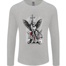 St. Michael Killing the Devil Christian God Mens Long Sleeve T-Shirt Sports Grey