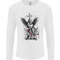 St. Michael Killing the Devil Christian God Mens Long Sleeve T-Shirt White