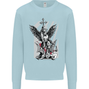 St. Michael Killing the Devil Christian God Mens Sweatshirt Jumper Light Blue