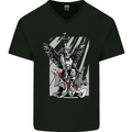 St. Michael Killing the Devil Christian God Mens V-Neck Cotton T-Shirt Black