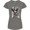 St. Michael Killing the Devil Christian God Womens Petite Cut T-Shirt Charcoal