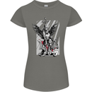 St. Michael Killing the Devil Christian God Womens Petite Cut T-Shirt Charcoal